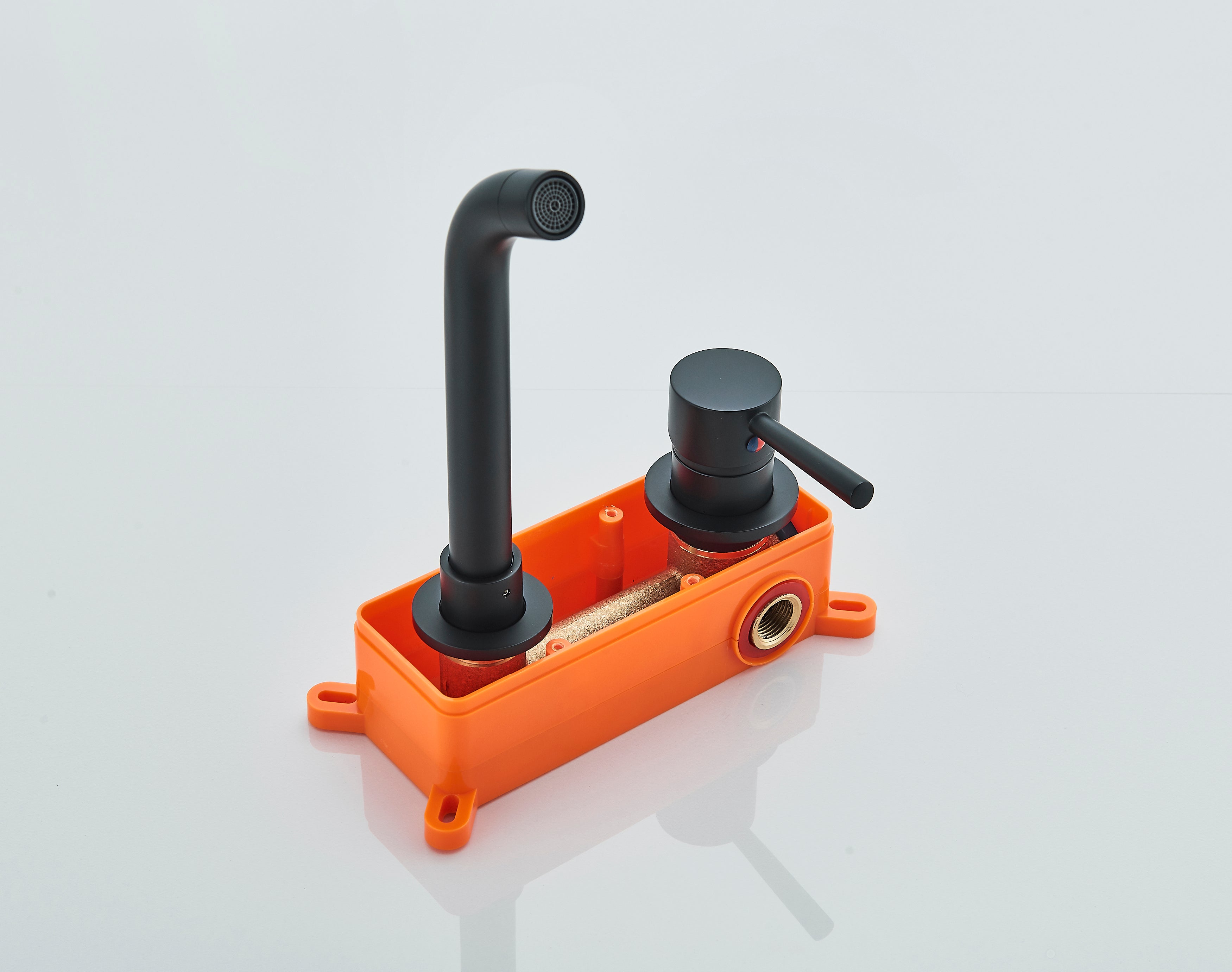 Baterie lavoar neagra Stev1203, din alama cu montare in perete, cod 1203