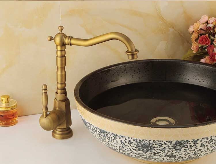 Baterie lavoar Rea Bona Old High, auriu mat