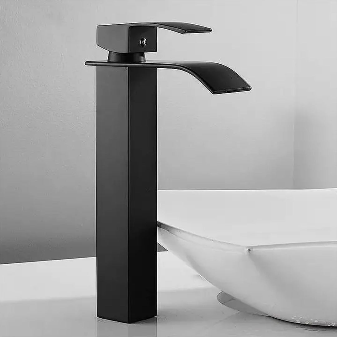 Baterie lavoar Rea Calani Lotus, negru mat, inalta