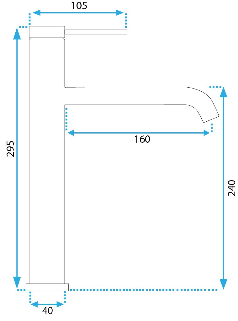 Baterie lavoar Rea Clif, argintiu periat, inalta