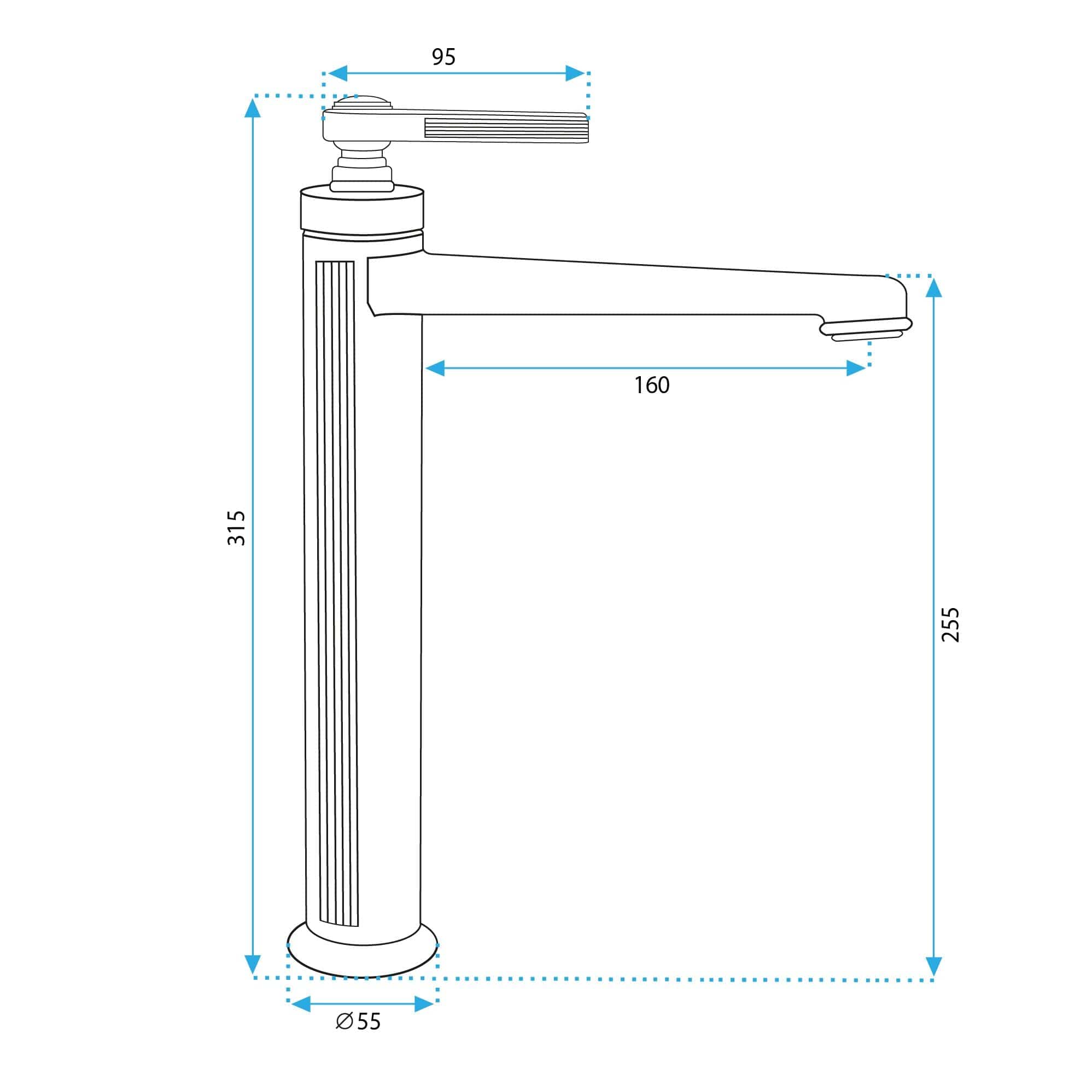 Baterie lavoar Rea Monaco, înaltă, auriu lucios