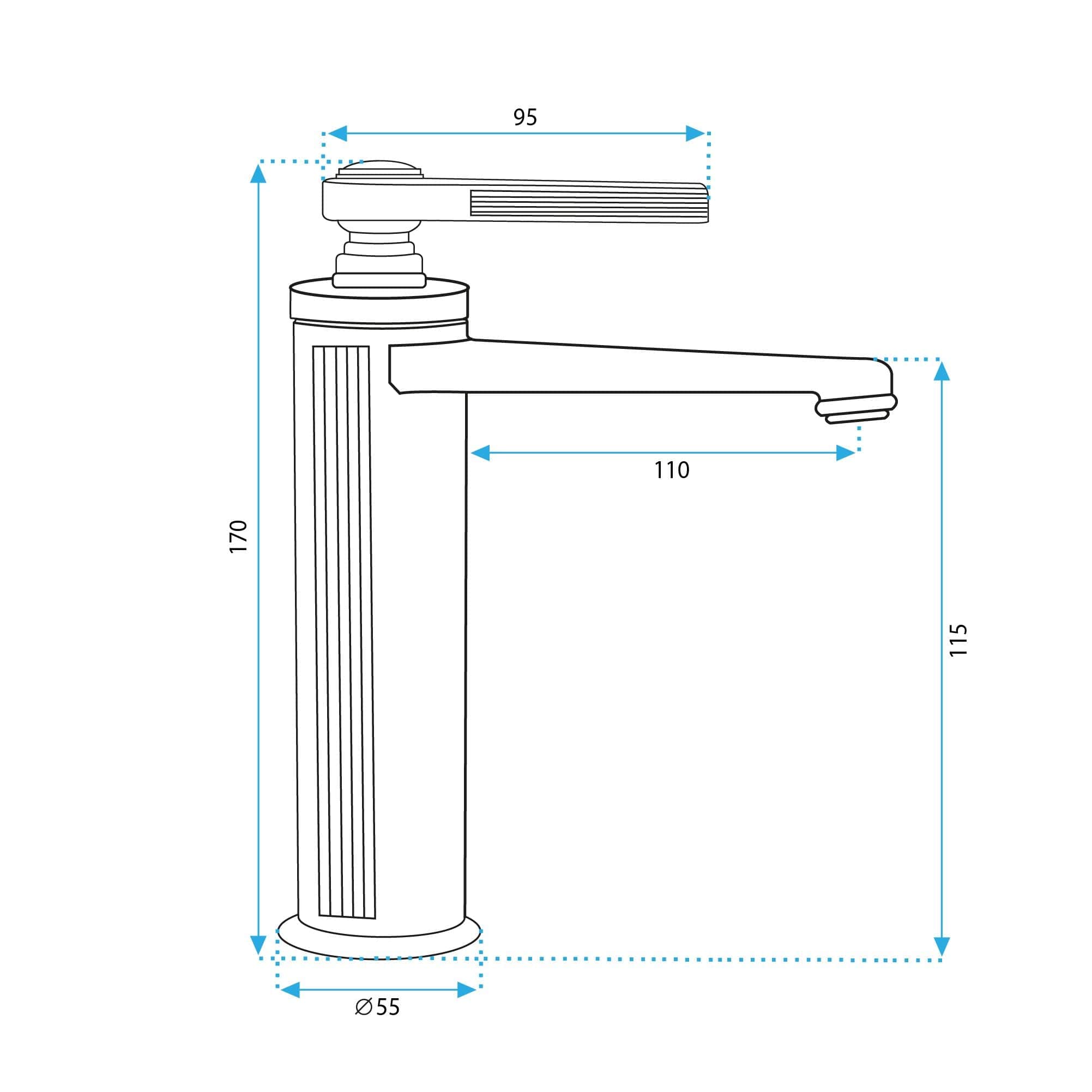 Baterie lavoar Rea Monaco Low, auriu lucios