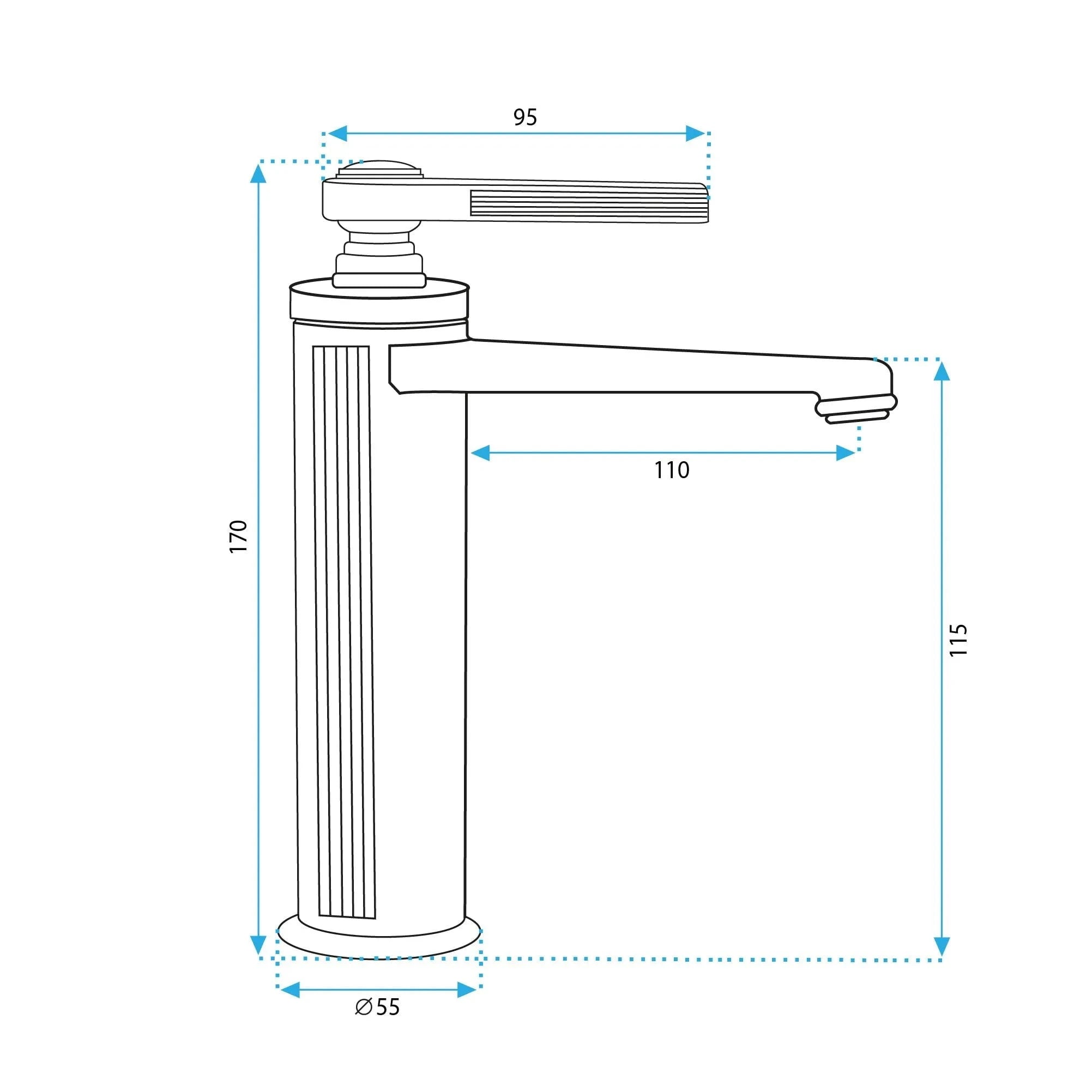 Baterie lavoar Rea Monaco Low, auriu mat