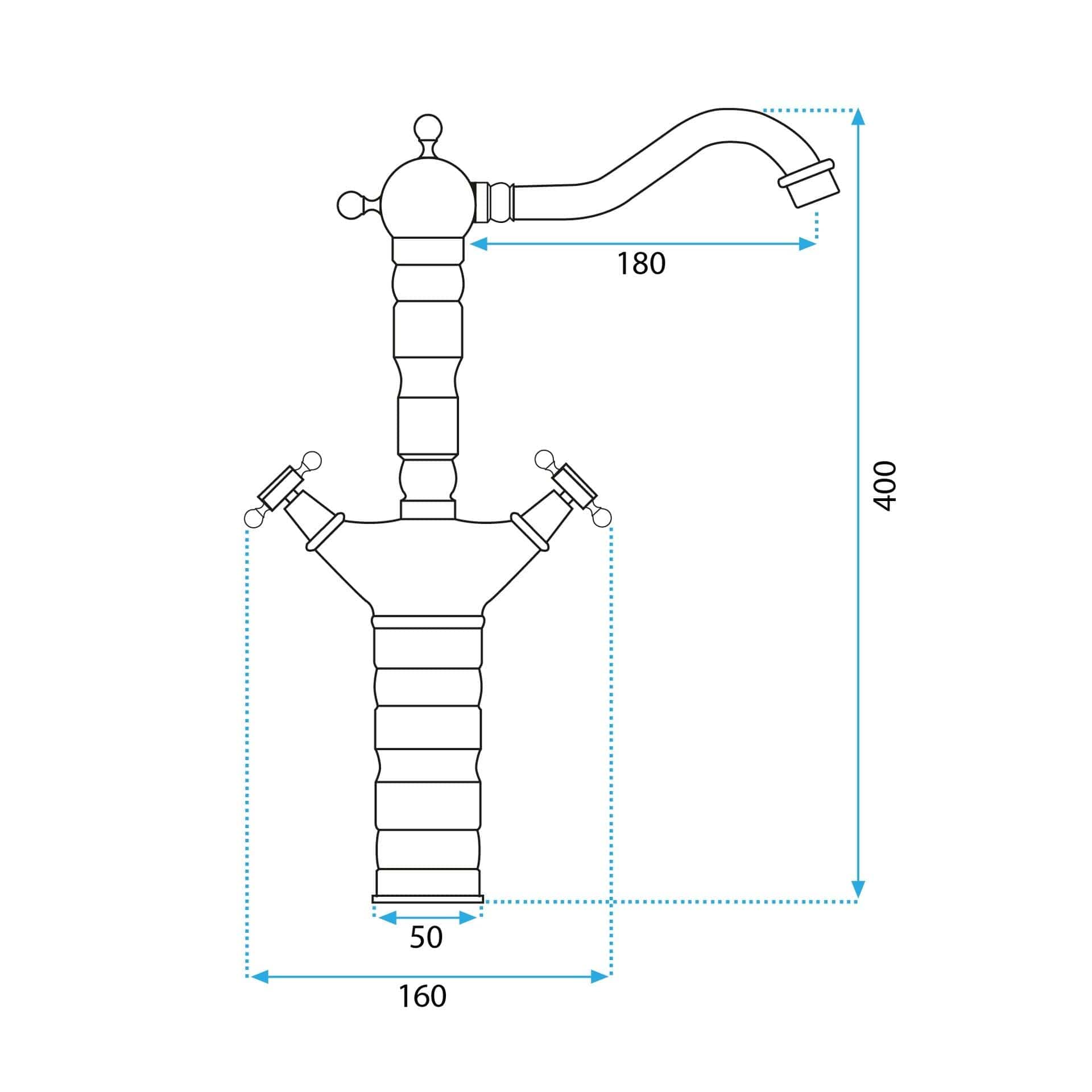 Baterie lavoar Rea Rustico Old, auriu mat