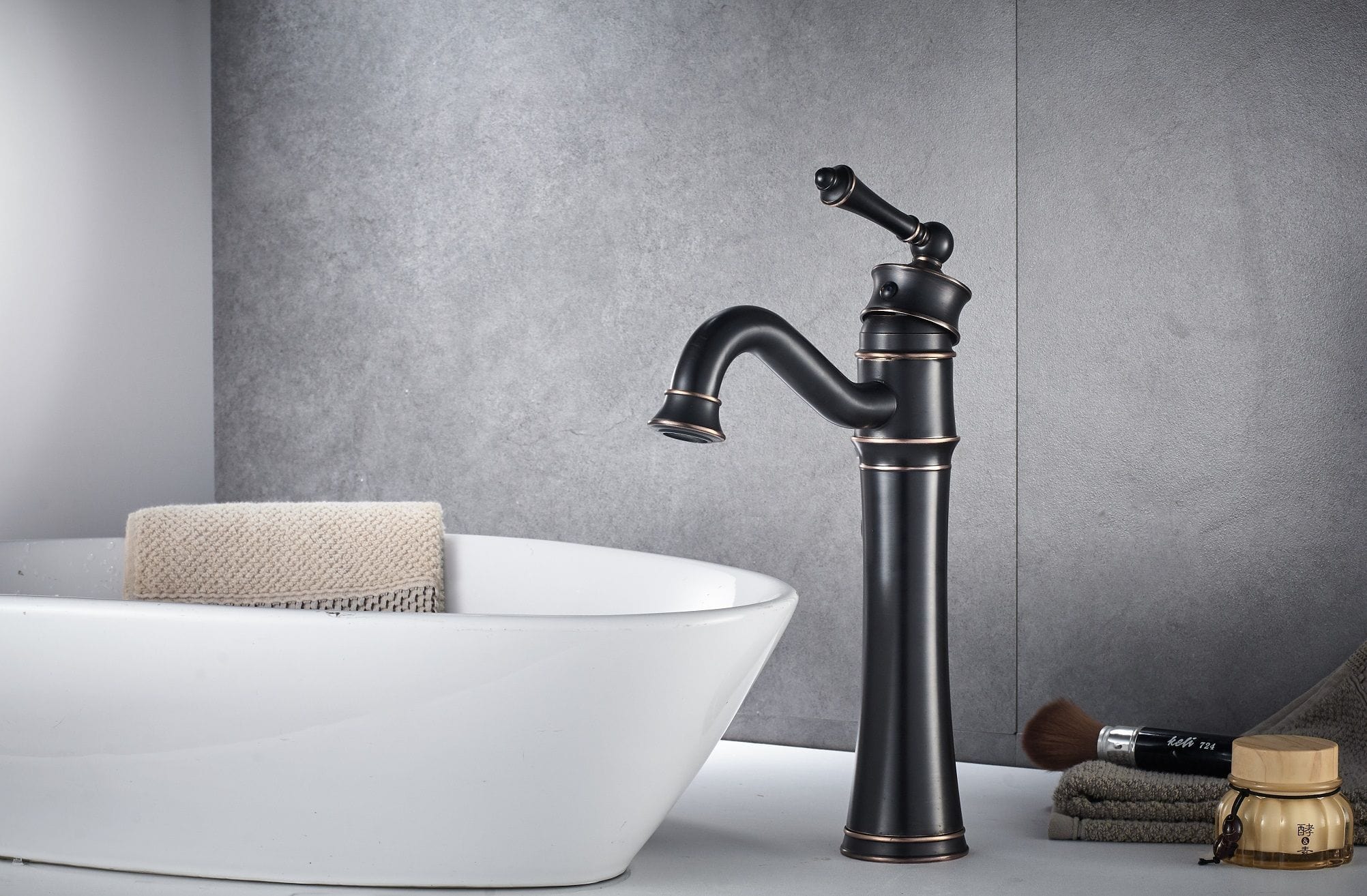 Baterie lavoar Rea Vintage Old High, negru mat