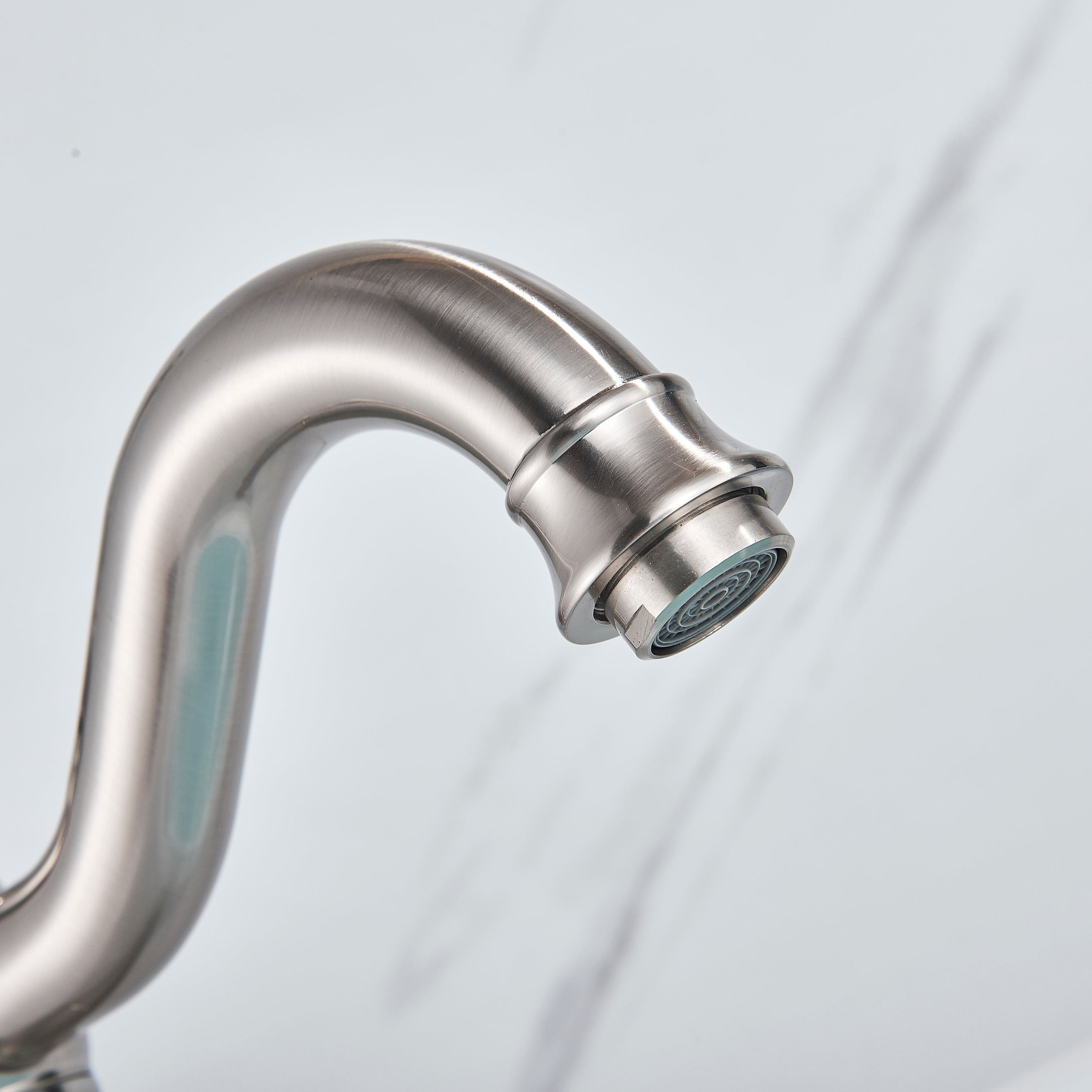 Baterie lavoar retro Groben Nose, montare pe blat, pipa flexibila 360 de grade, argintiu cromat, cod 1347