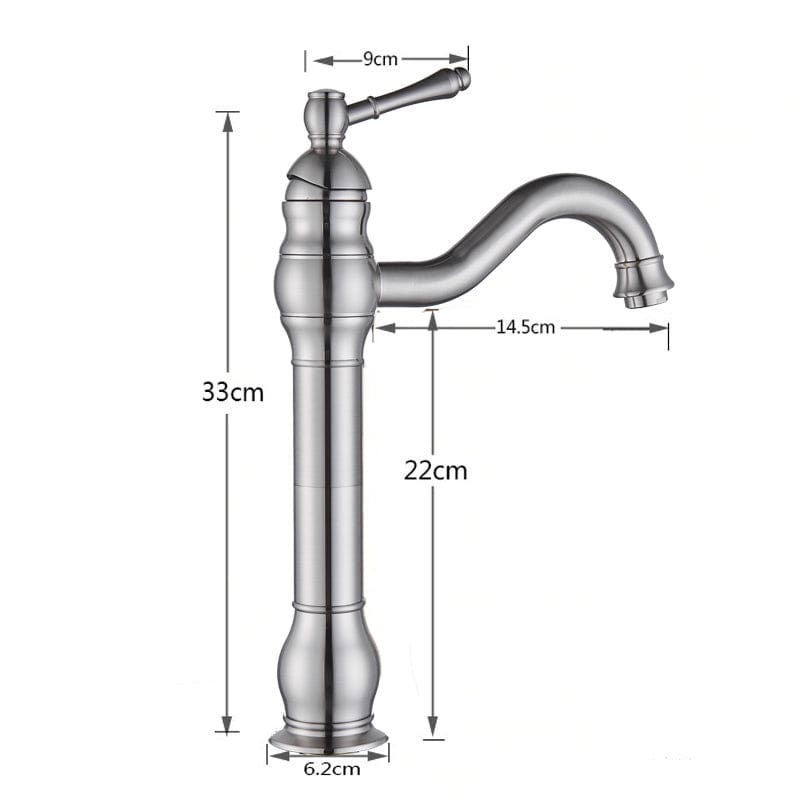 Baterie lavoar retro Groben Nose, montare pe blat, pipa flexibila 360 de grade, argintiu cromat, cod 1347