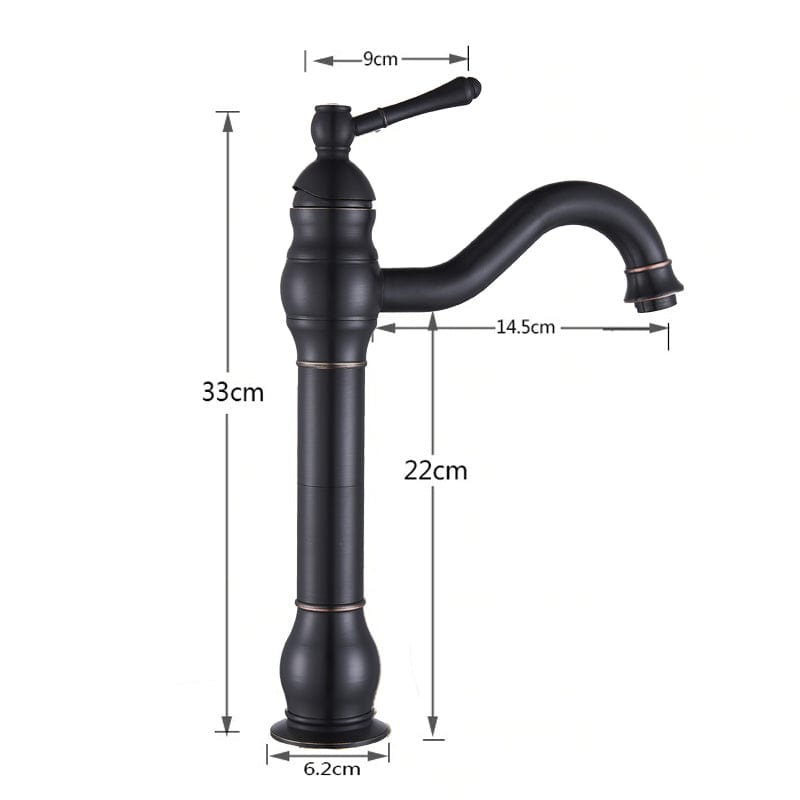 Baterie lavoar retro Groben Nose , montare pe blat, pipa flexibila 360 de grade, neagra, cod 1344