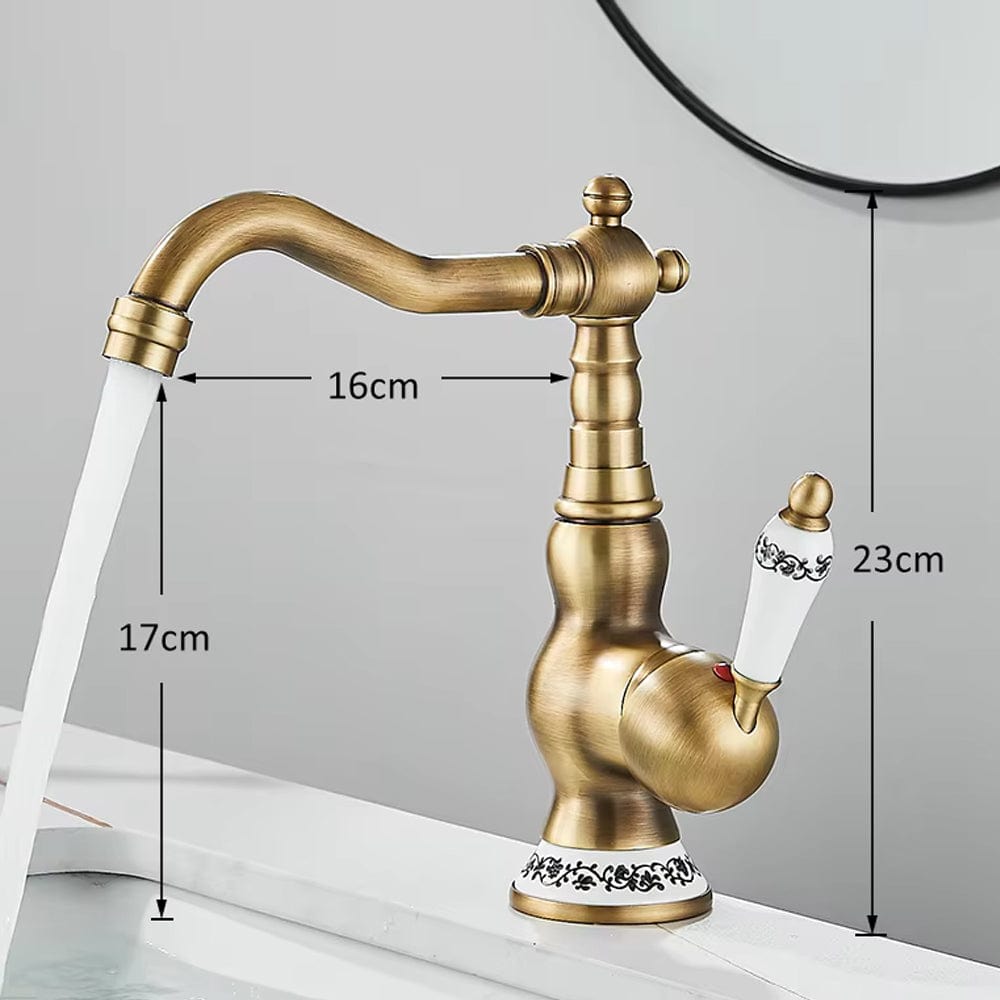 Baterie lavoar retro, montare pe blat, auriu mat, cod 1638