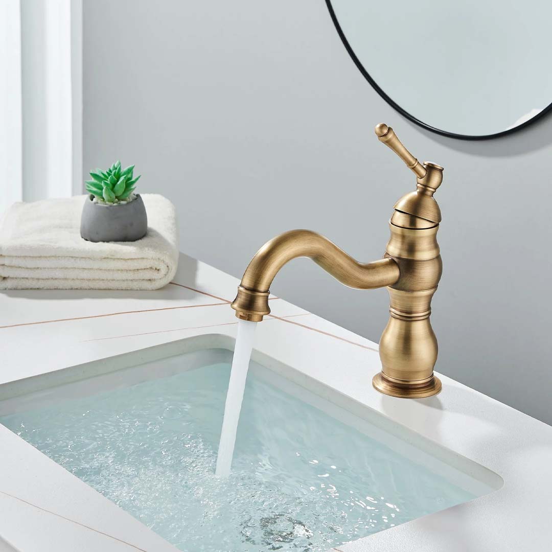 Baterie lavoar retro, montare pe blat, auriu mat, cod 1639