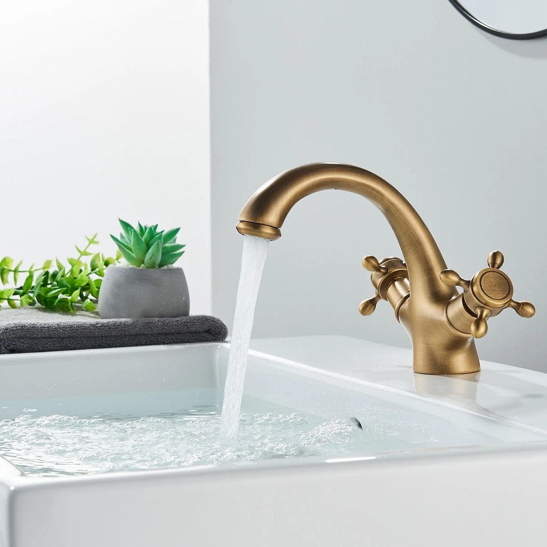 Baterie lavoar retro, montare pe blat, auriu mat, cod 1640