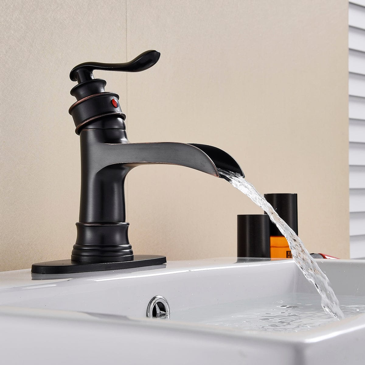 Baterie lavoar retro Stehen, neagra, montare pe chiuveta, cod 1341