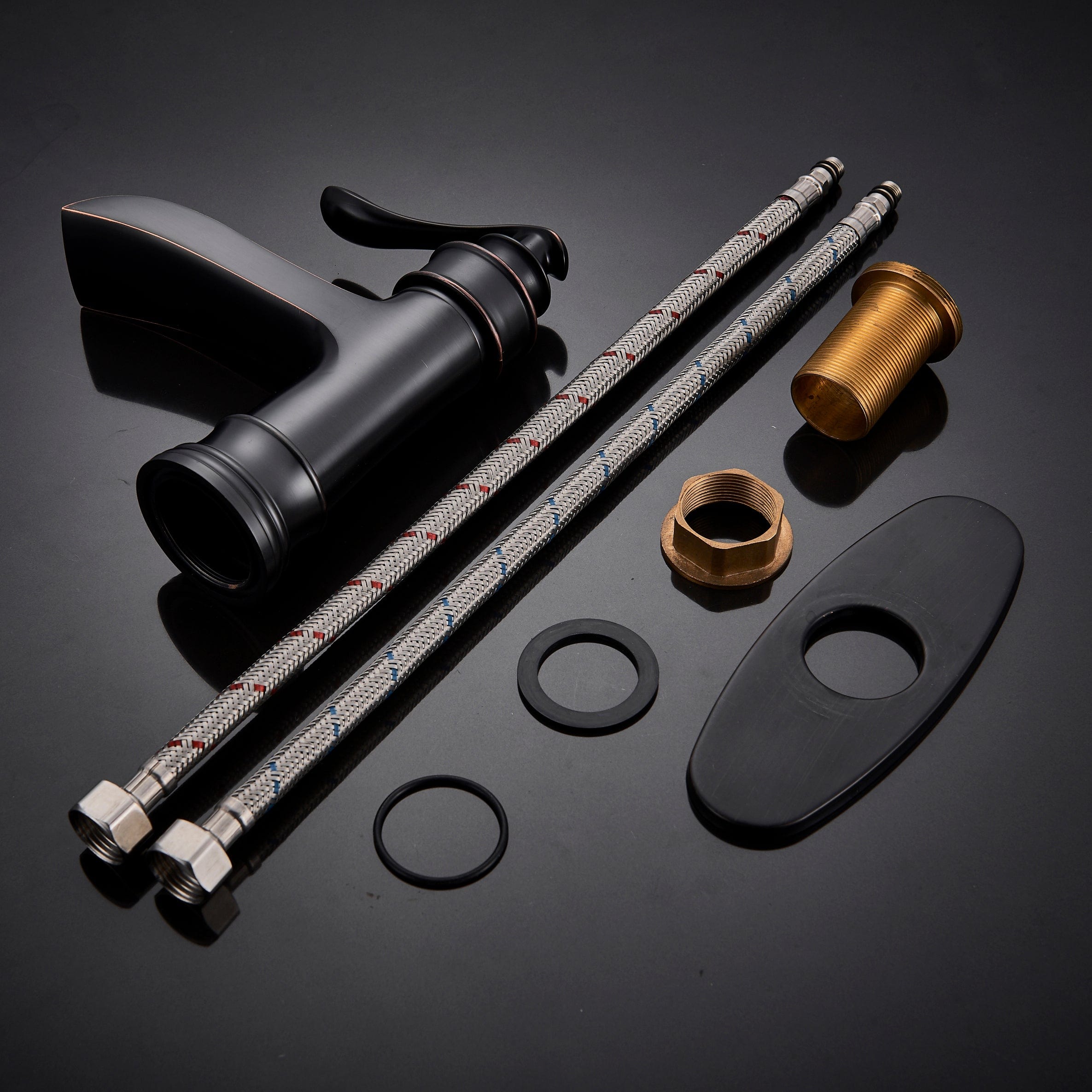 Baterie lavoar retro Stehen, neagra, montare pe chiuveta, cod 1341