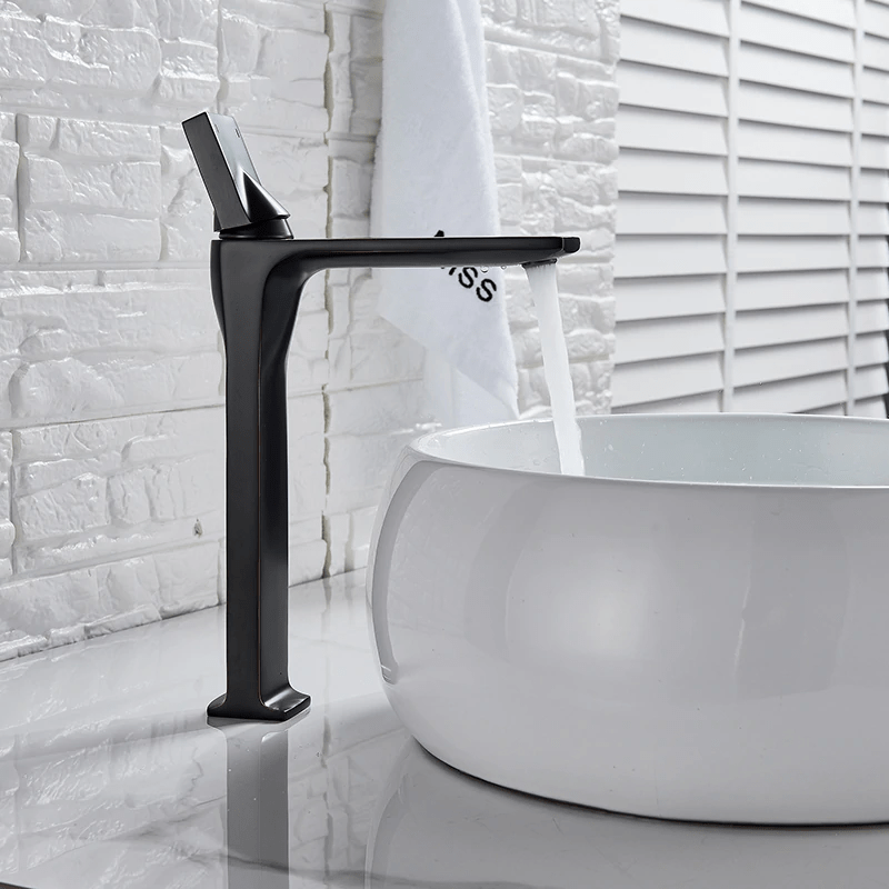 Baterie lavoar slim, neagra, cu montare pe blat, cod 1256