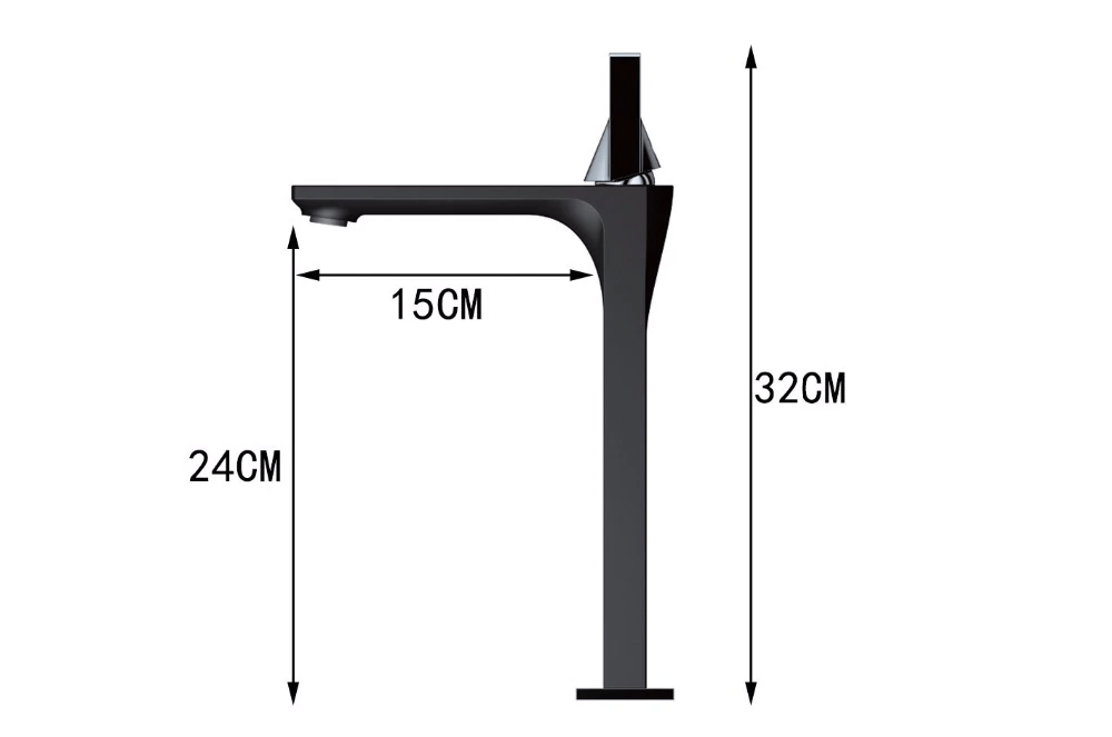 Baterie lavoar slim, neagra, cu montare pe blat, cod 1256