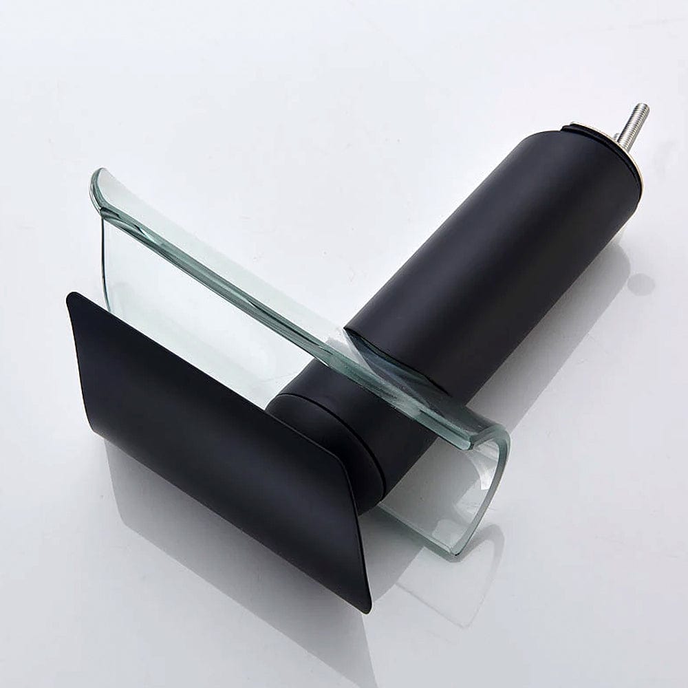 Baterie lavoar, tip cascada, cu un singur orificiu, negru mat, cod 1536