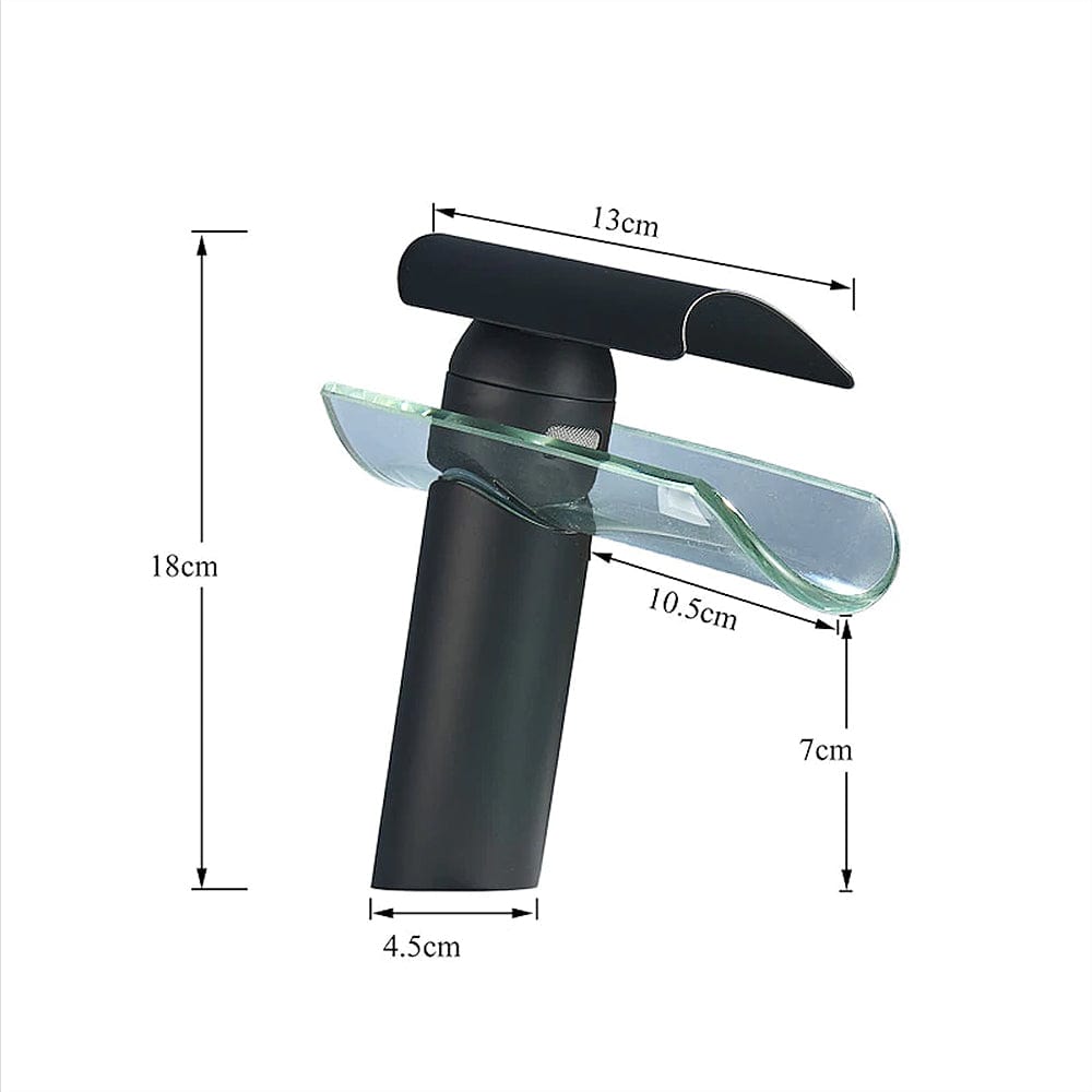 Baterie lavoar, tip cascada, cu un singur orificiu, negru mat, cod 1536