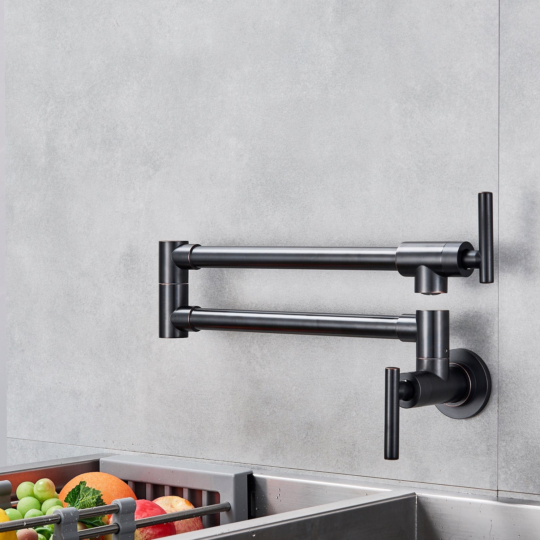 Baterie pentru aragaz din otel masiv, cu montare pe perete si cu brat pliabil, negru, cod 1300