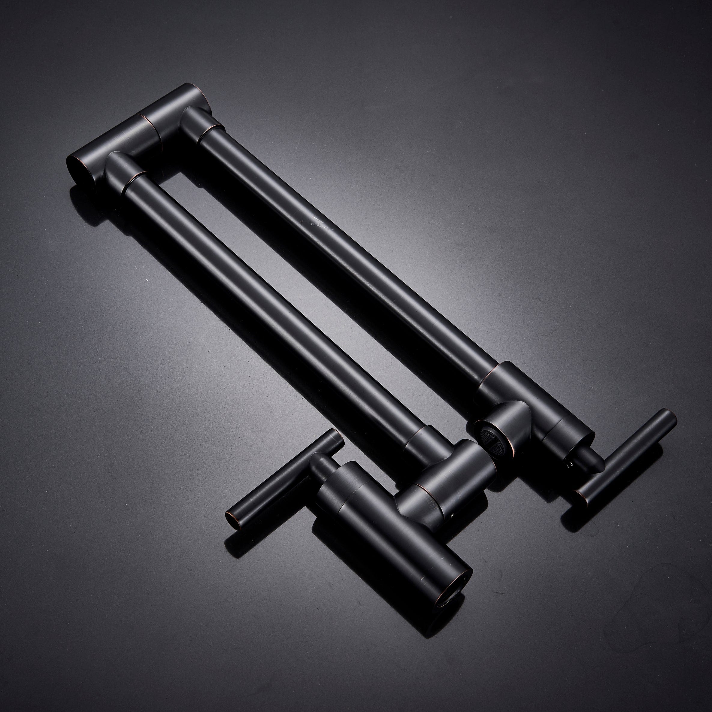 Baterie pentru aragaz din otel masiv, cu montare pe perete si cu brat pliabil, negru, cod 1300