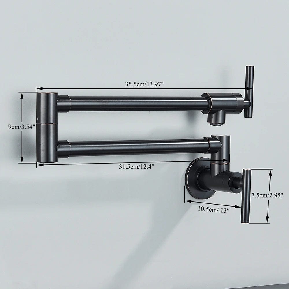 Baterie pentru aragaz din otel masiv, cu montare pe perete si cu brat pliabil, negru, cod 1300