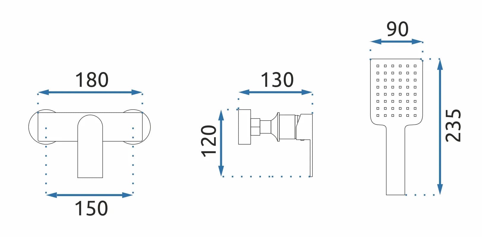 Baterie pentru cadă/duș Rea Urban, auriu lucios