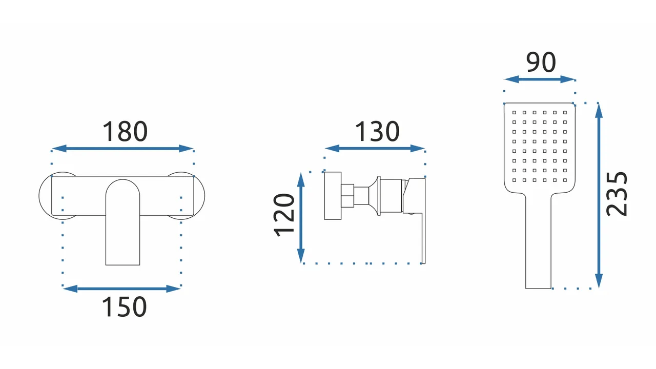Baterie pentru cadă/duș Rea Urban, negru mat