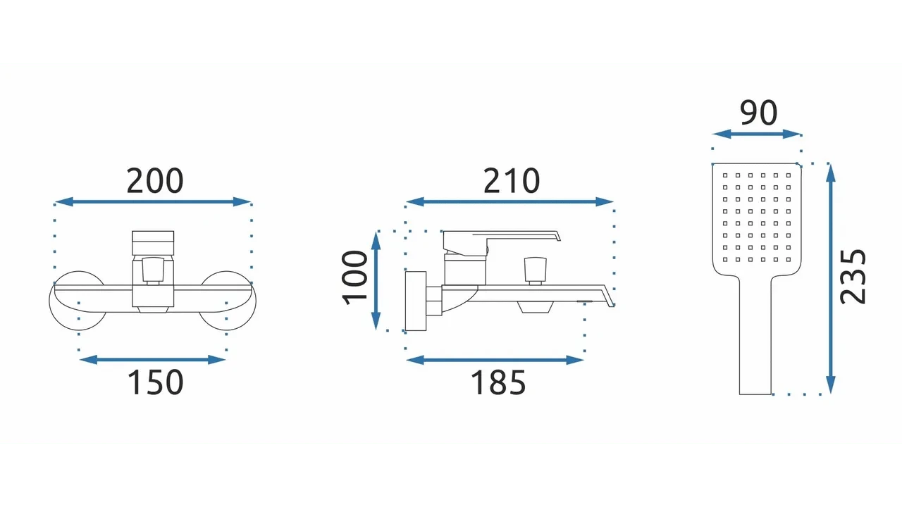 Baterie pentru cada Rea Hass, auriu periat