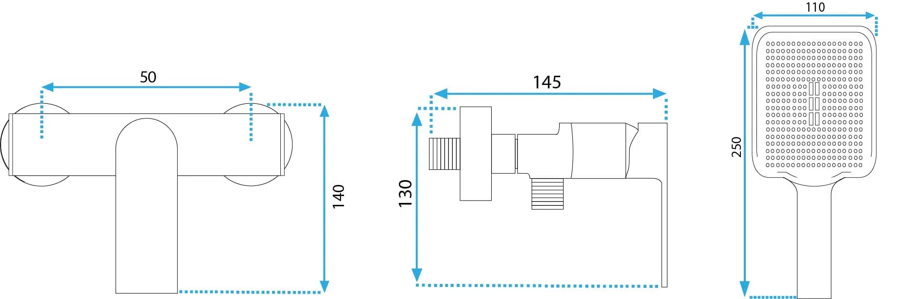 Baterie pentru duș Rea Hass, auriu periat