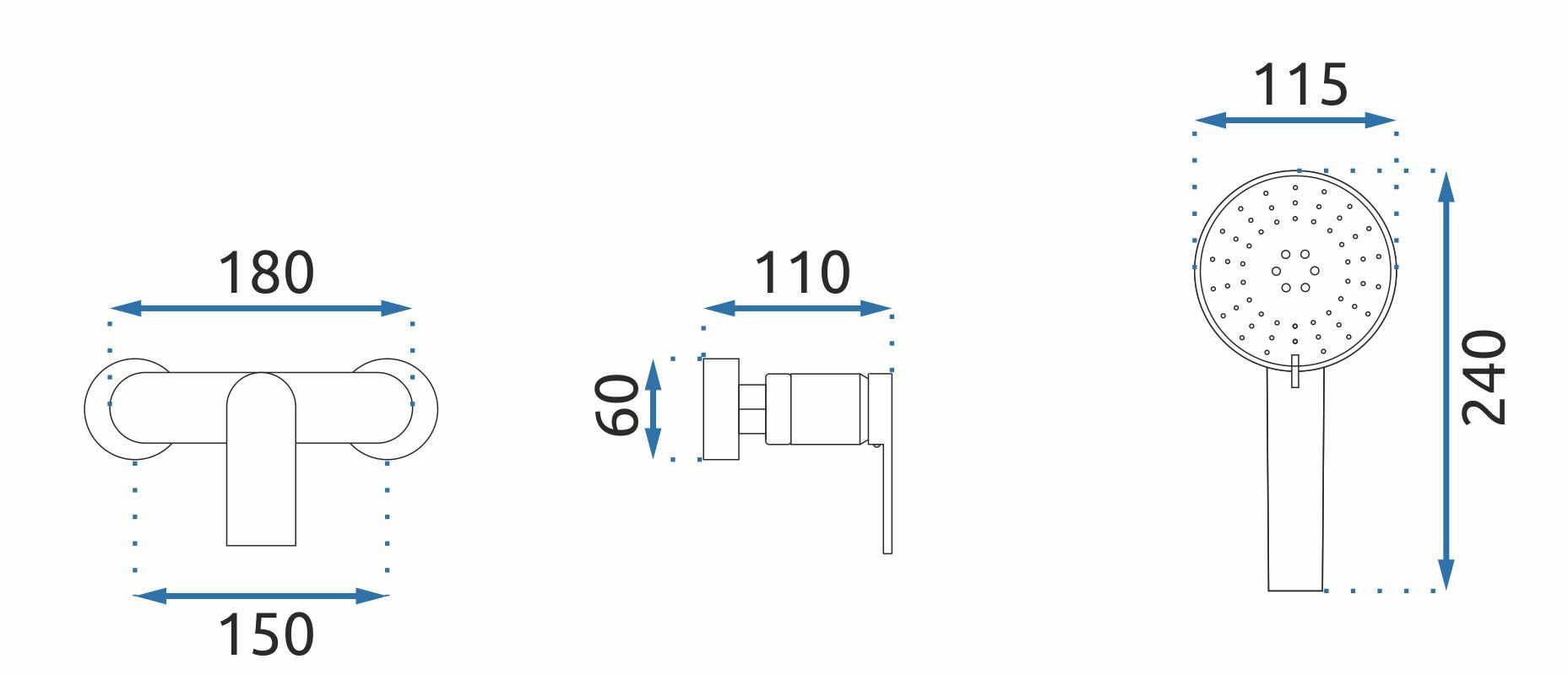 Baterie pentru dus Rea Verso, auriu periat
