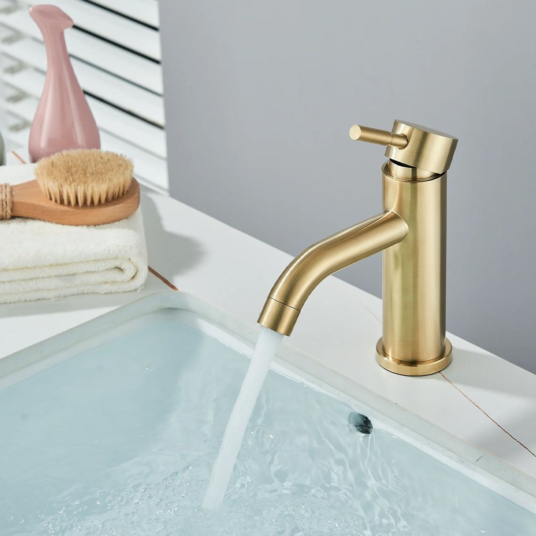 Baterie pentru lavoar low, auriu periat, cod 1694