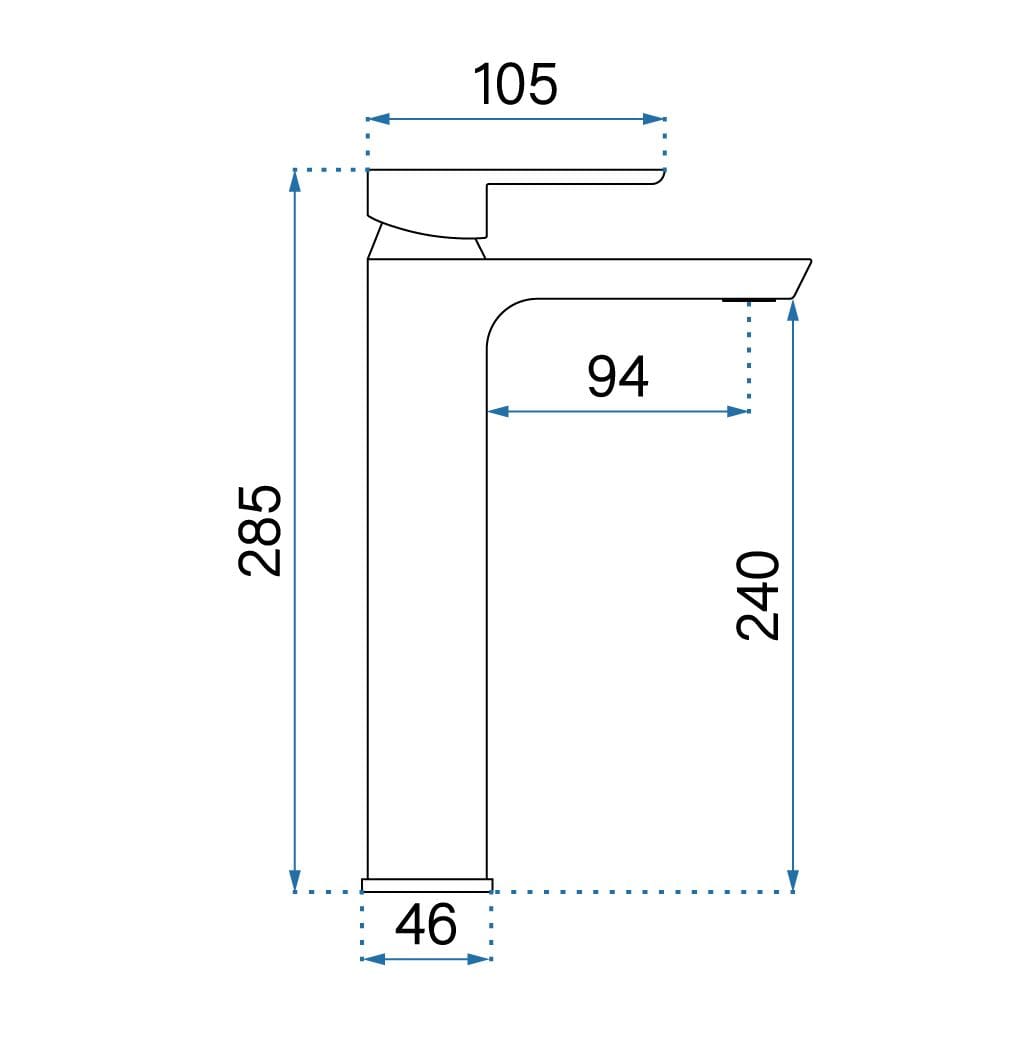 Baterie pentru lavoar Rea Argus High, negru mat