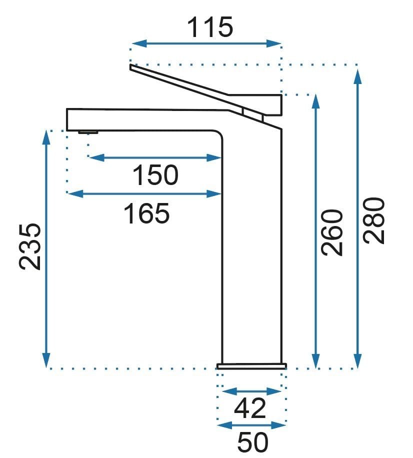 Baterie pentru lavoar Rea Duet, auriu lucios