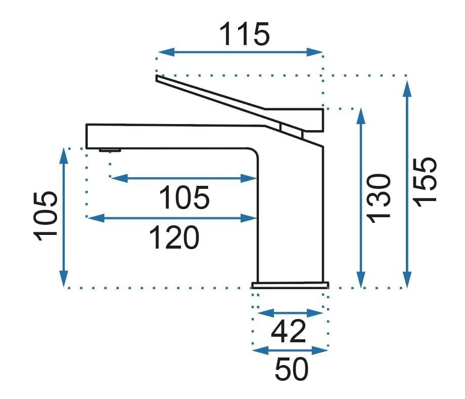 Baterie pentru lavoar Rea Duet Low, negru mat