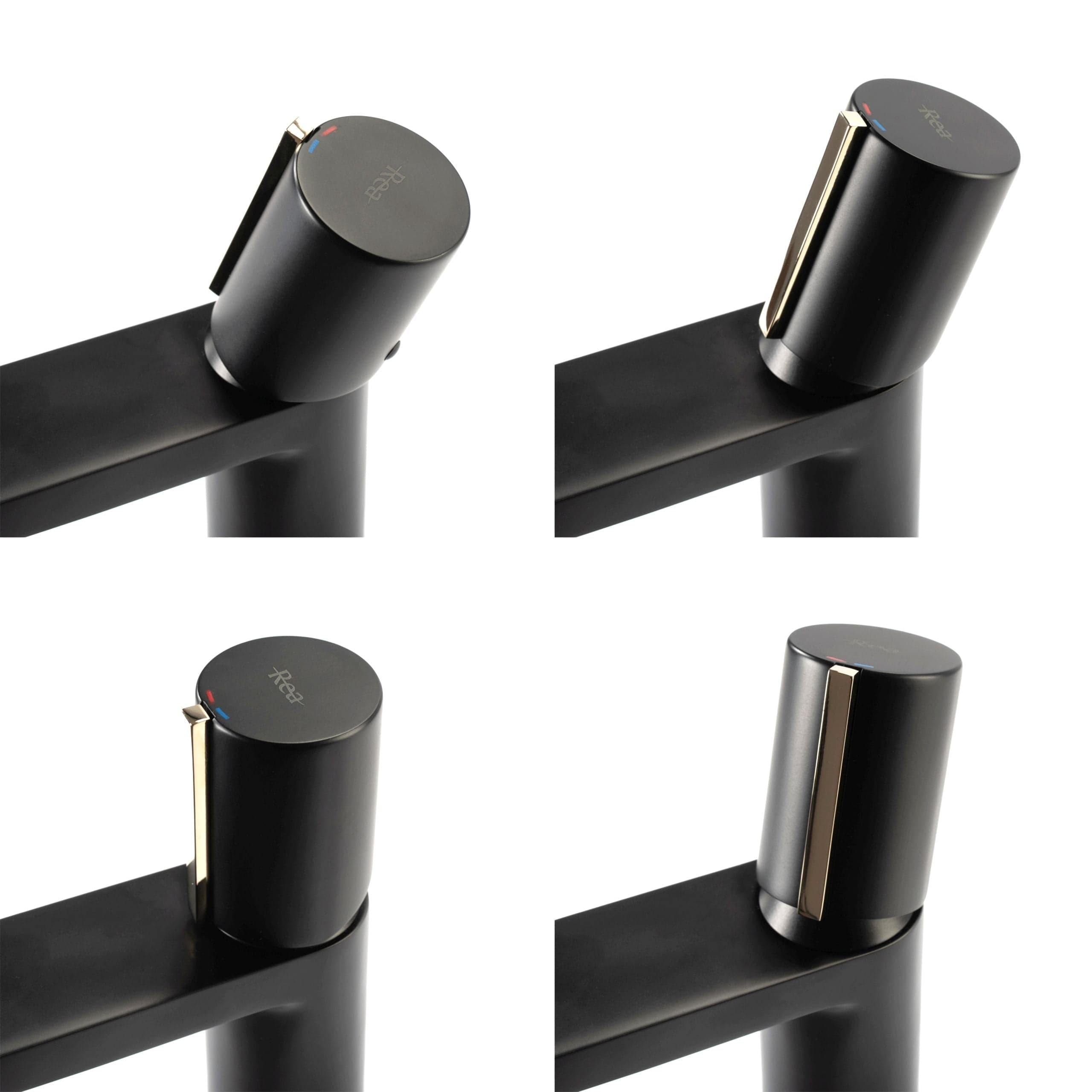 Baterie pentru lavoar Rea High, negru mat cu auriu