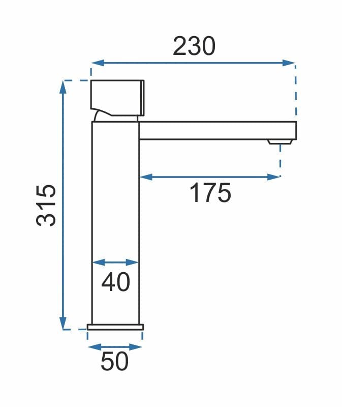 Baterie pentru lavoar Rea High, negru mat cu auriu