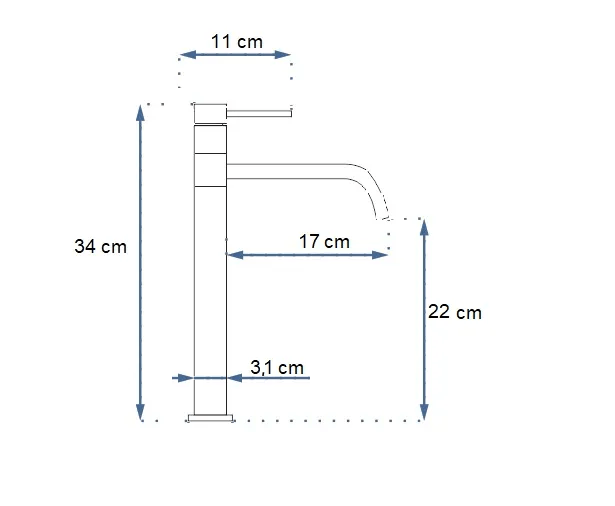 Baterie pentru lavoar Rea Lugano Slim High , auriu periat