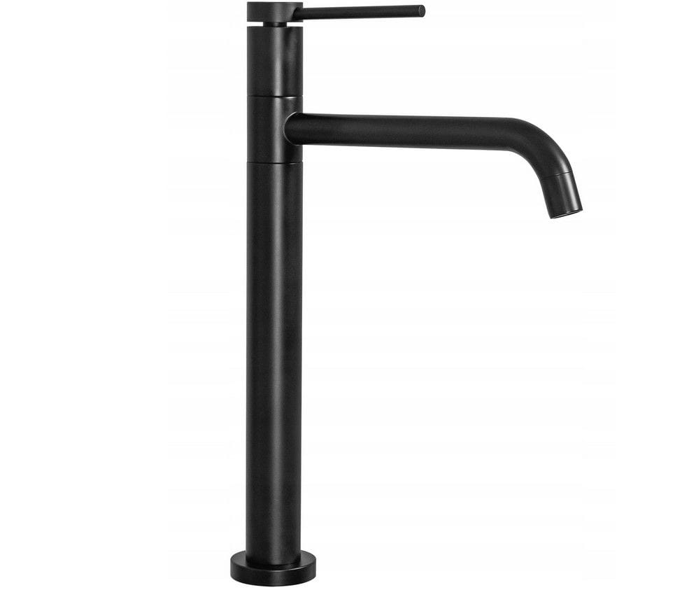 Baterie pentru lavoar Rea Lugano Slim High, negru mat