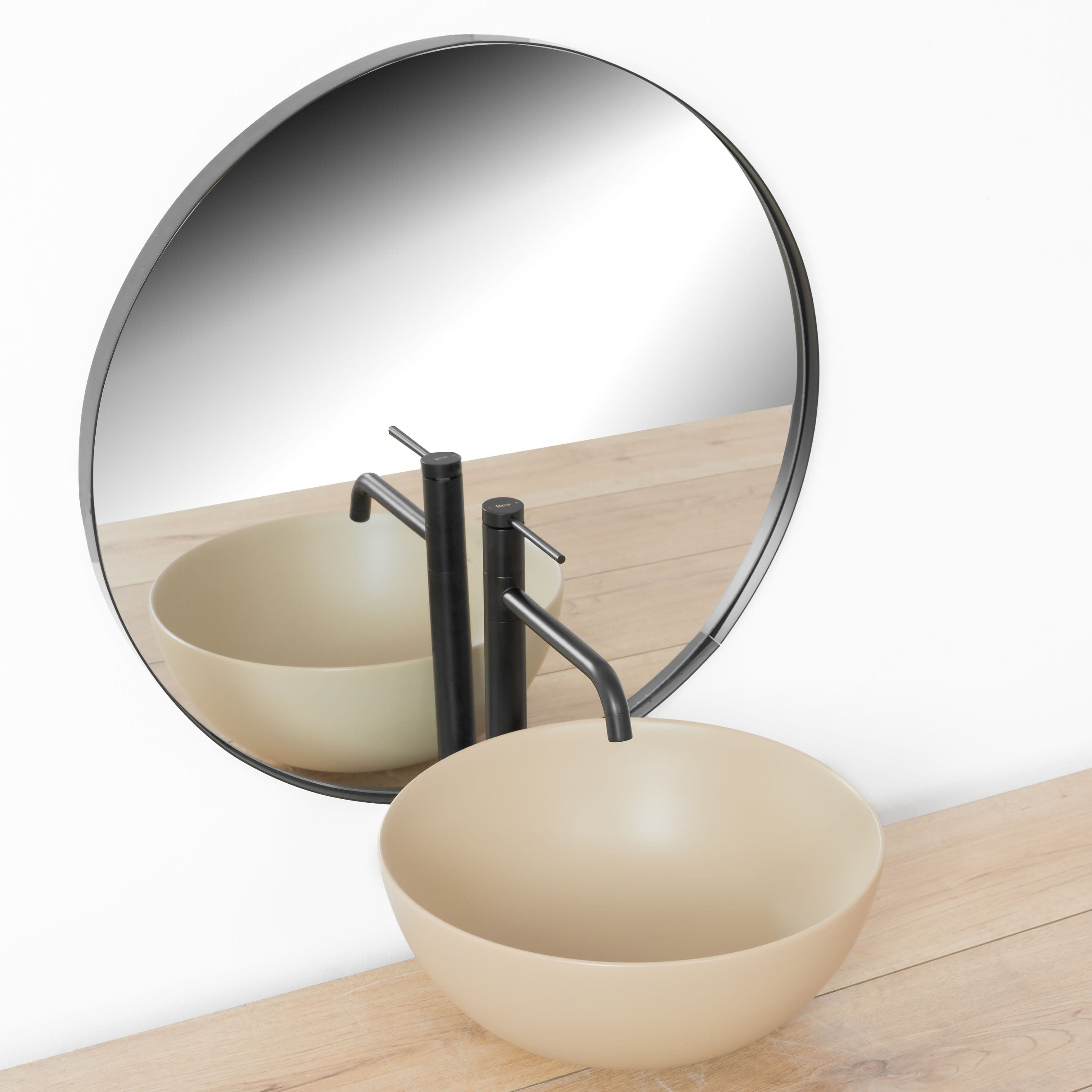 Baterie pentru lavoar Rea Lugano Slim High, negru mat