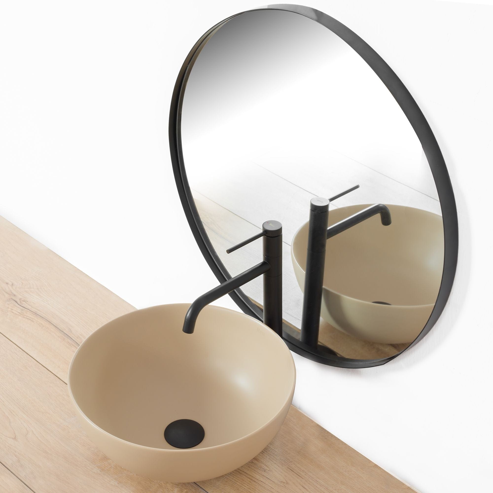 Baterie pentru lavoar Rea Lugano Slim High, negru mat