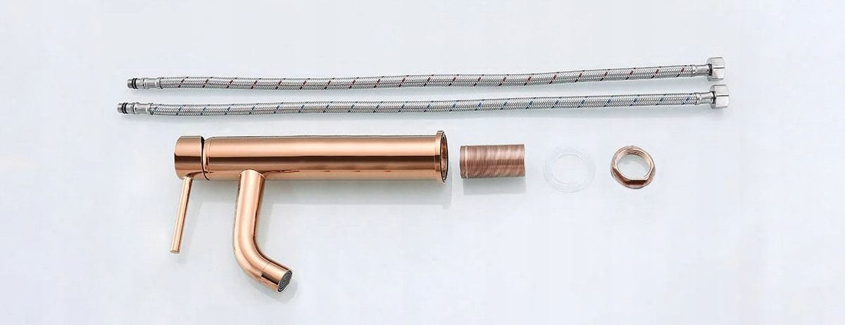 Baterie pentru lavoar Rea Lungo High, auriu rose