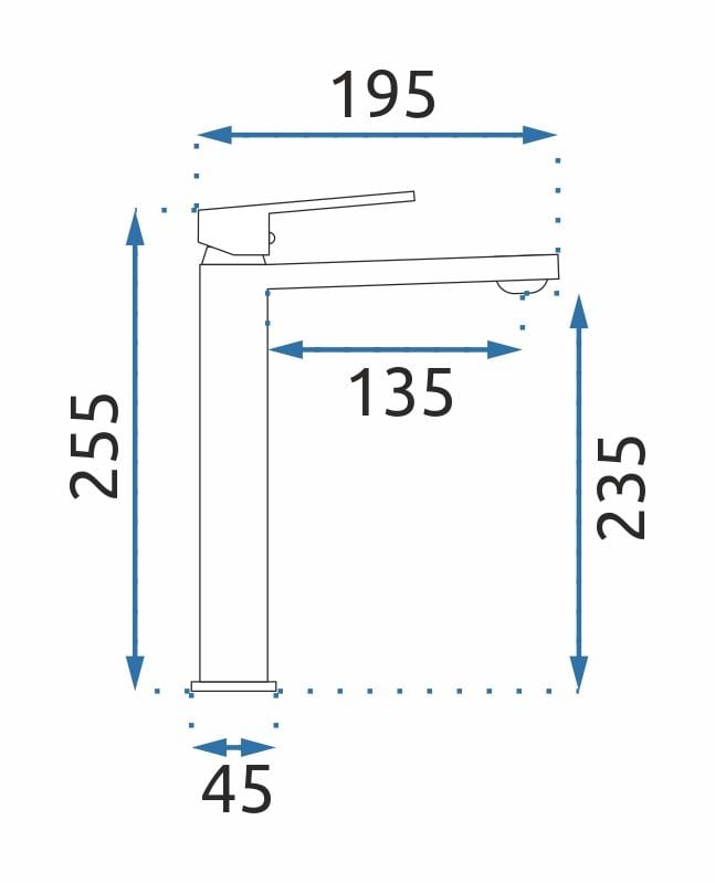 Baterie pentru lavoar Rea Luppo High, negru mat