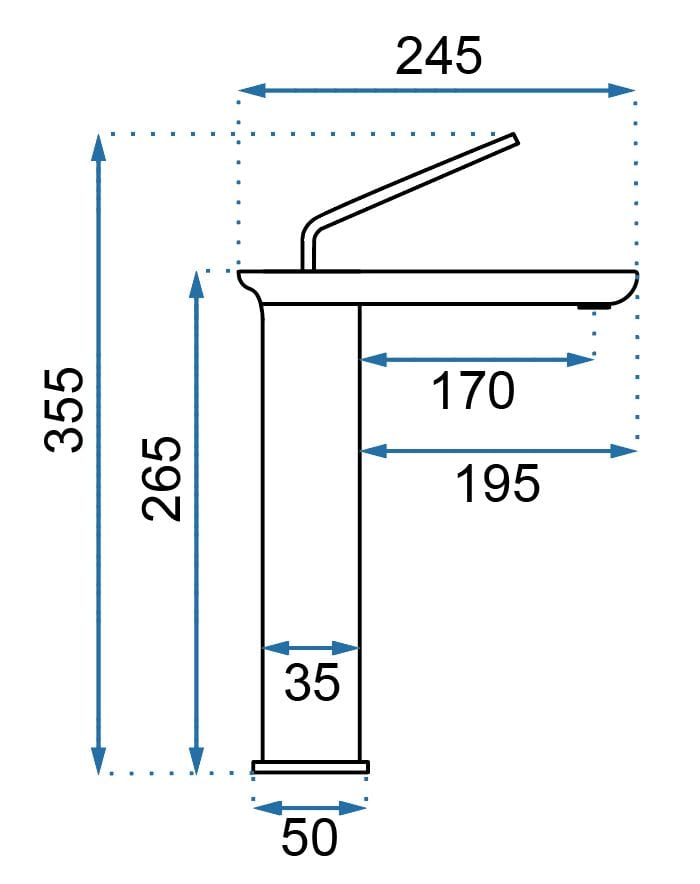 Baterie pentru lavoar Rea Modo High, negru mat
