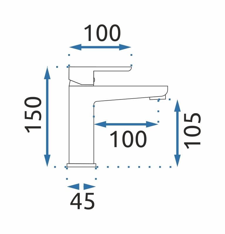 Baterie pentru lavoar Rea Orix Low, argintiu lucios
