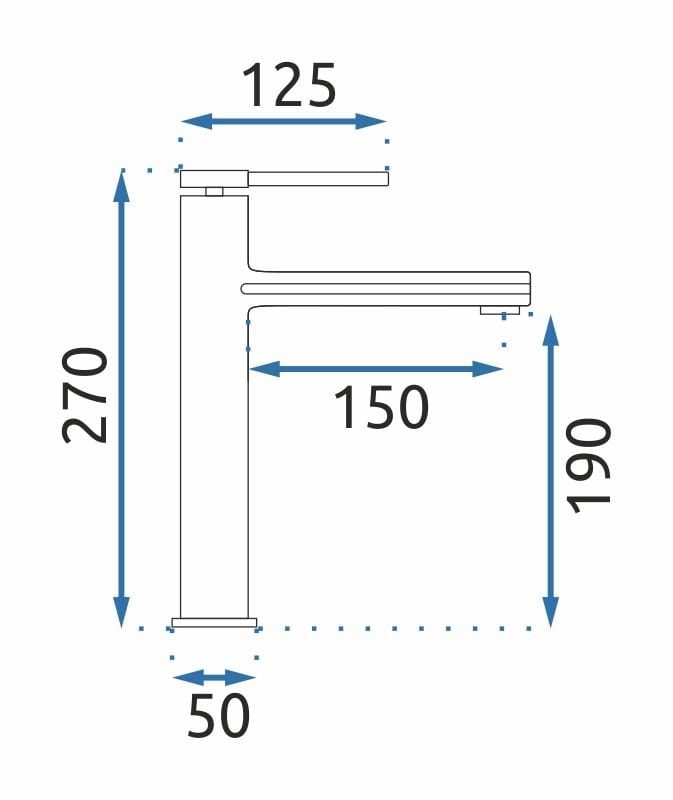 Baterie pentru lavoar Rea Oval High, negru mat