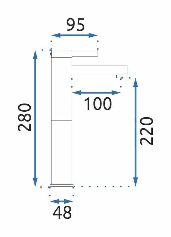 Baterie pentru lavoar Rea Polo High, negru mat/auriu
