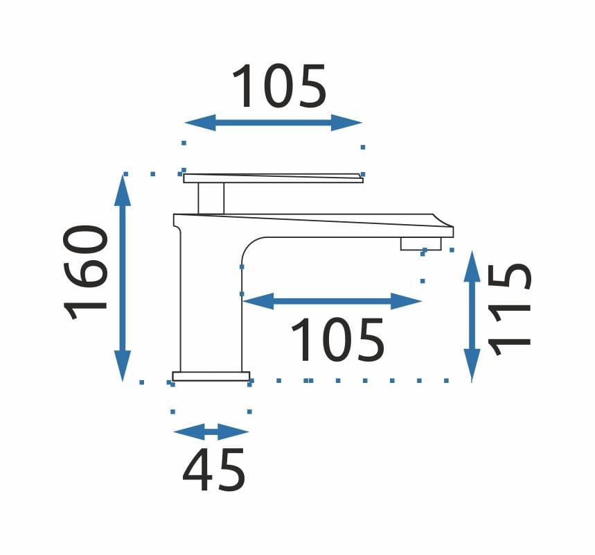 Baterie pentru lavoar Rea Romano, negru mat