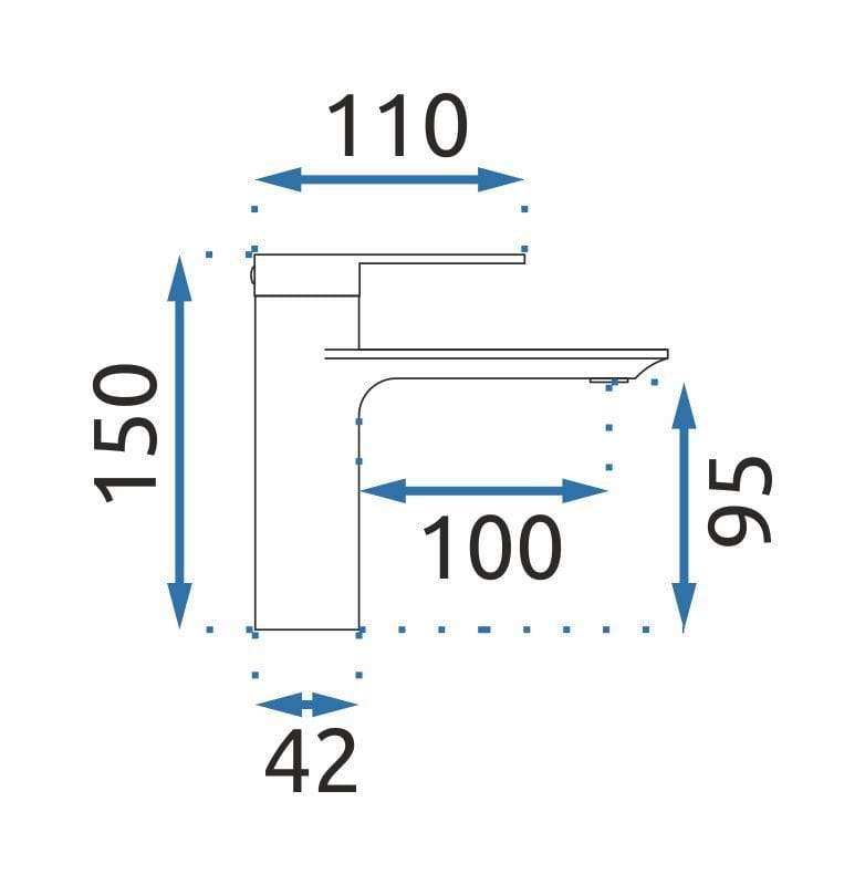 Baterie pentru lavoar Rea Storm Low, argintiu lucios