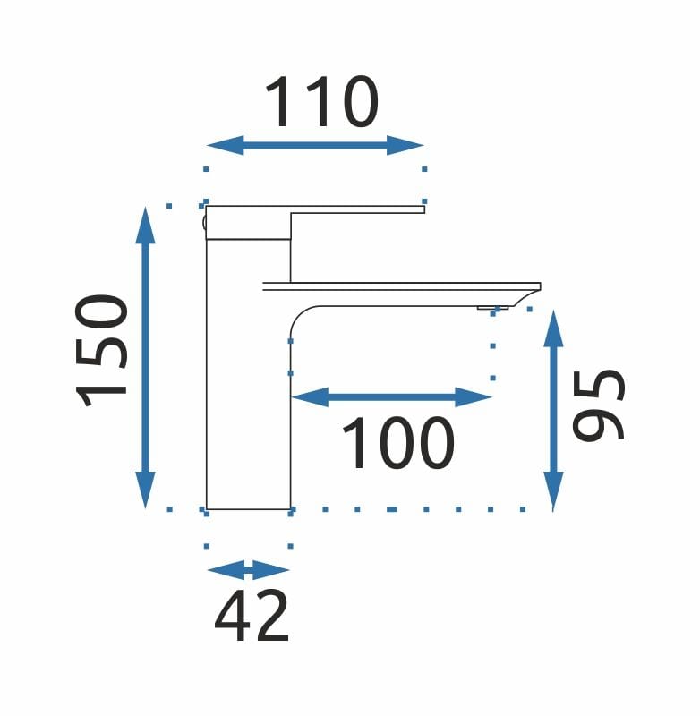 Baterie pentru lavoar Rea Storm Low, auriu lucios