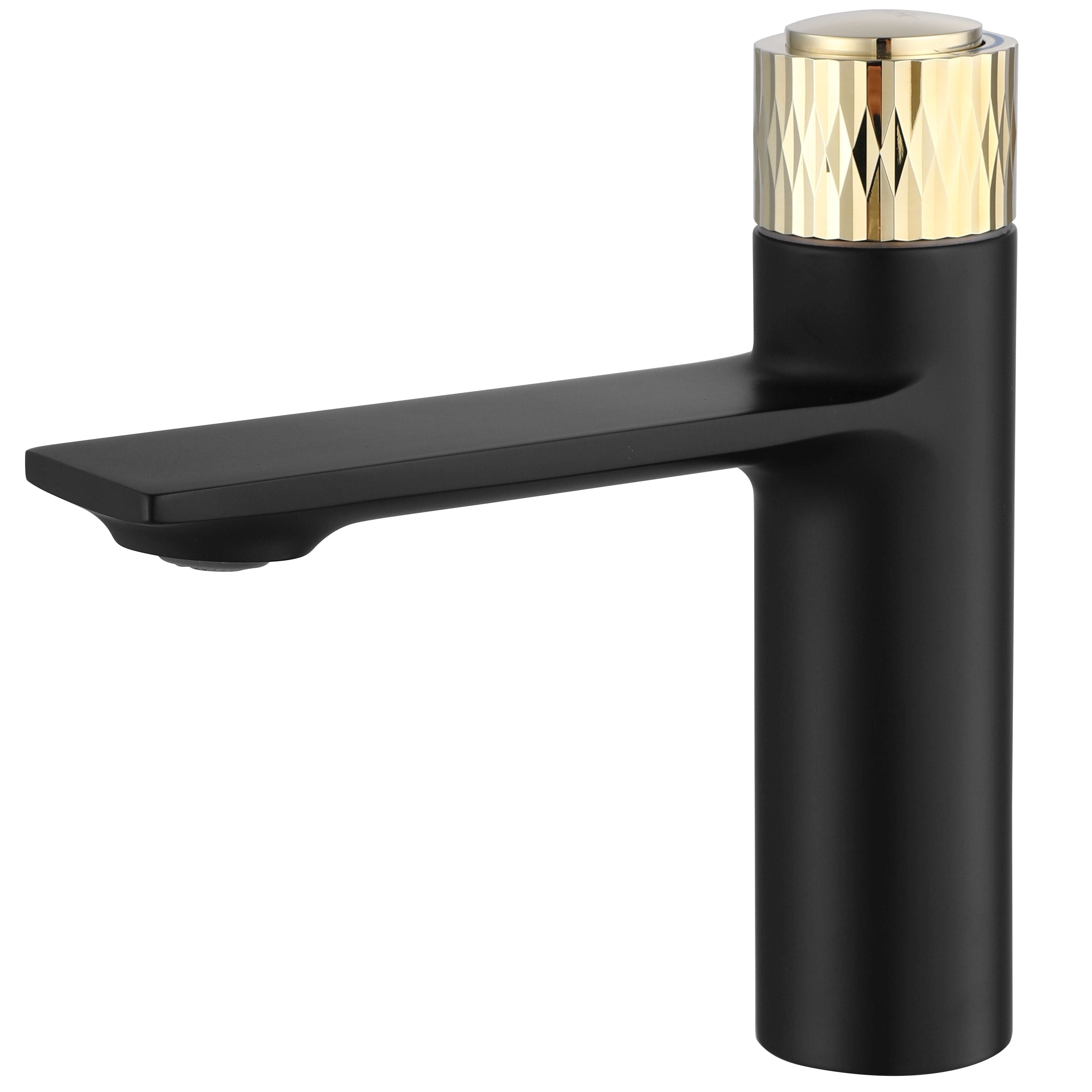 Baterie pentru lavoar Rea Storm Low, negru mat cu auriu