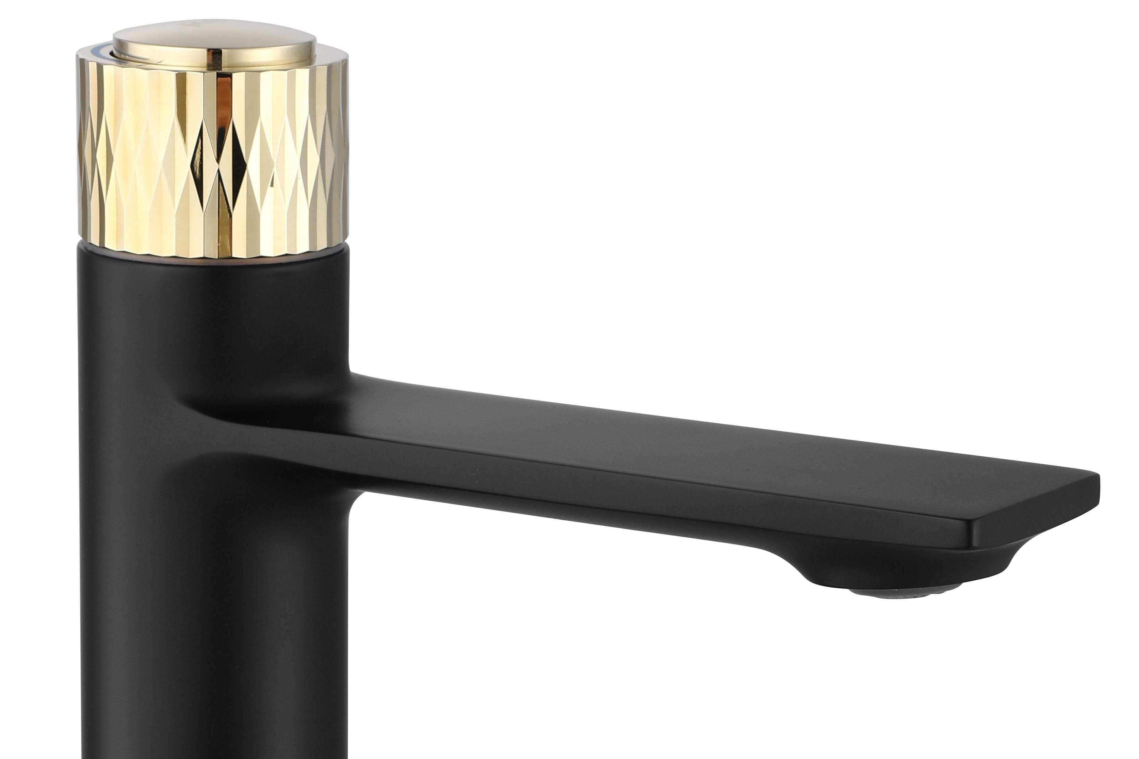 Baterie pentru lavoar Rea Storm Low, negru mat cu auriu